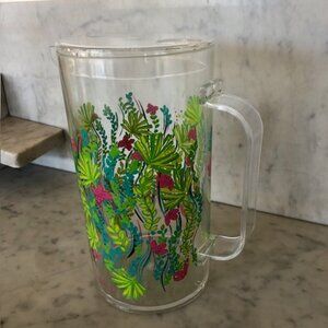 LILLY PULITZER Nice to See You Print Acrylic Floral 56 Ounce Pitcher wit…